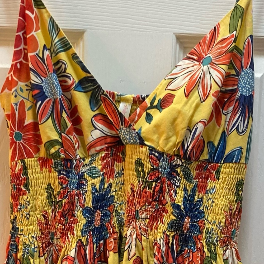 Floral Smocked Sun Dress Yellow Floral Dress